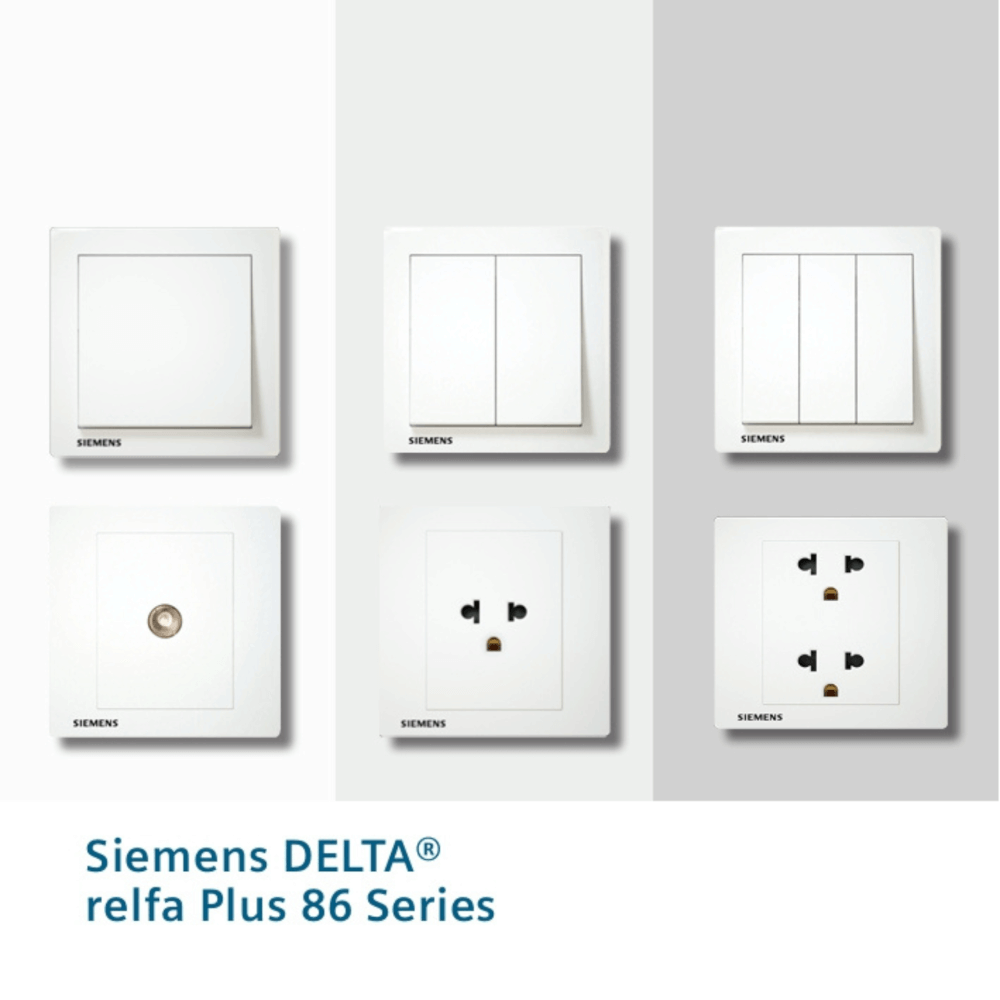 ชุดสวิตซ์ 1 ทาง 2 ช่อง SIEMENS ซีรีส์ RELFA PLUS ขนาด 86 มม. สีขาว